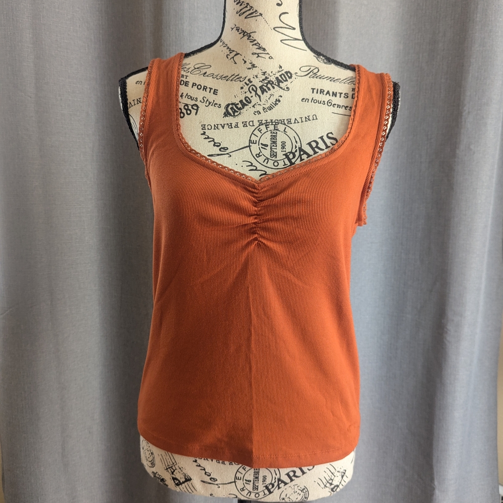 Old Navy Orange Ruched Tank Top